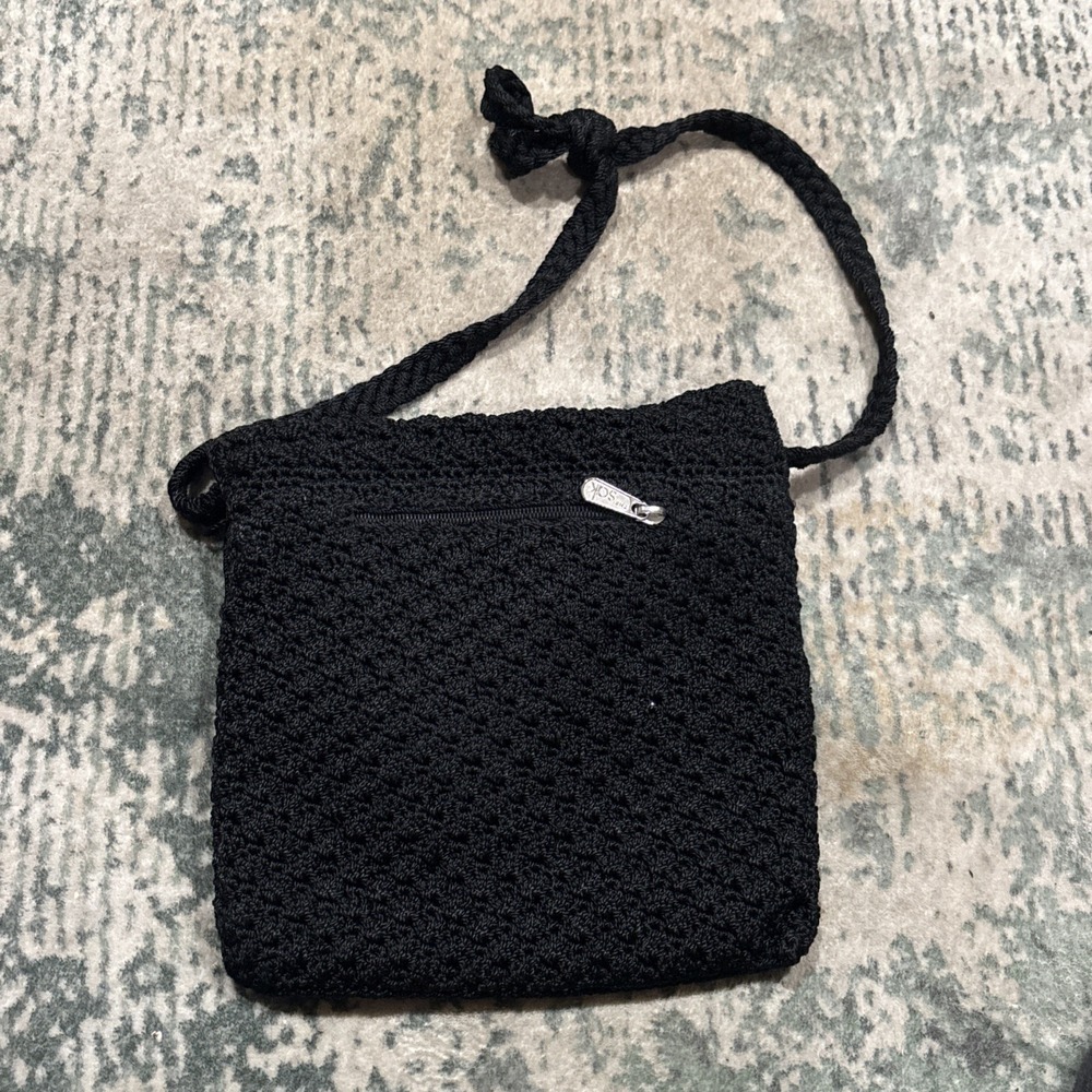 The Sak Small Woven Crossbody Bag in Black